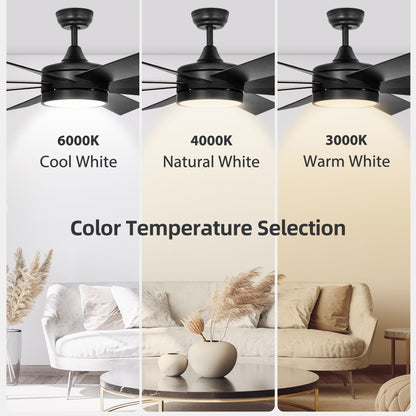Moasis Matte Black 60-in 8-Blade Ceiling Fan with LED Light and Remote Control - 60