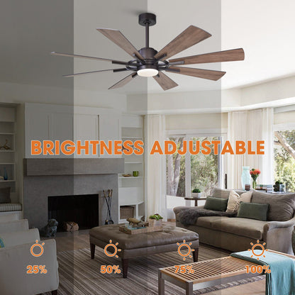 Parrot Uncle 60 Farmhouse Integrated LED Windmill Ceiling Fan with Light and Remote