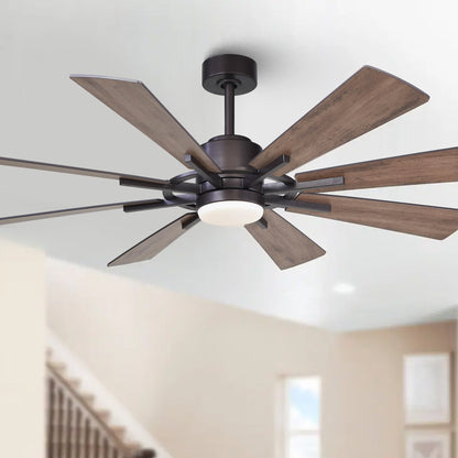 Parrot Uncle 60 Farmhouse Integrated LED Windmill Ceiling Fan with Light and Remote