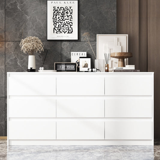 63W 9 Drawer Dresser Accent Dresser for Living Room Bedroom Chest