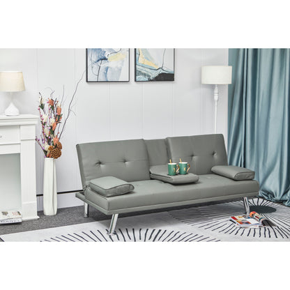 Canapé-lit gigogne multifonctionnel en cuir blanc avec table basse - 31,00 x 67,00 x 33,00
