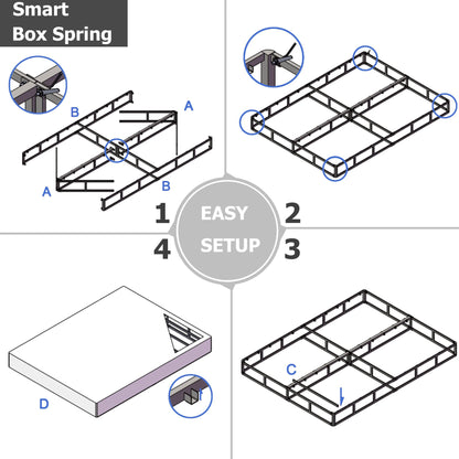 FSCHOS 7 Inch Metal Box Spring, Basics Mattress Foundation, No Legs