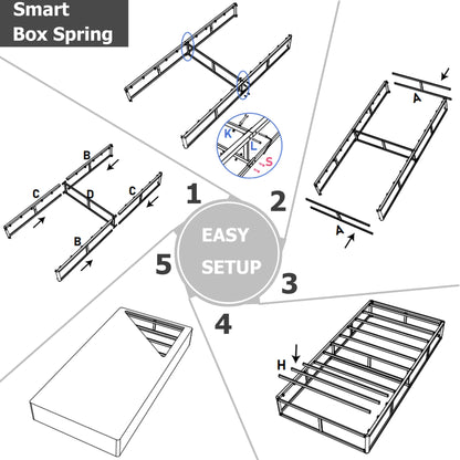 FSCHOS 7 Inch Metal Box Spring, Basics Mattress Foundation, No Legs