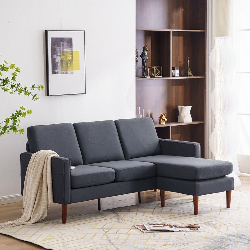 Canapé d'intérieur modulaire 3 places en lin beige avec accoudoirs et pédales Concubine