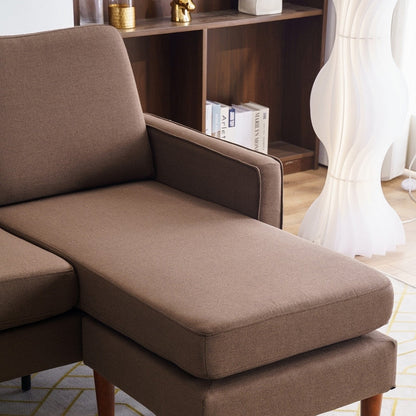 Canapé d'intérieur modulaire 3 places en lin beige avec accoudoirs et pédales Concubine