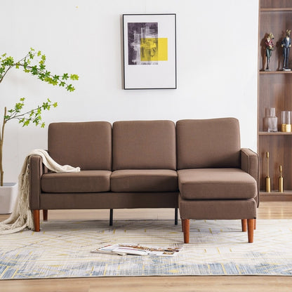Canapé d'intérieur modulaire 3 places en lin beige avec accoudoirs et pédales Concubine
