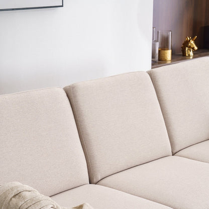 Canapé d'intérieur modulaire 3 places en lin beige avec accoudoirs et pédales Concubine