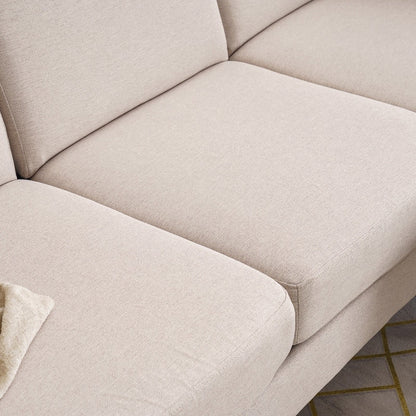 Canapé d'intérieur modulaire 3 places en lin beige avec accoudoirs et pédales Concubine