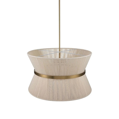 8-Light Modern Boho Large Drum Chandelier 24 inch Fabric Hourglass Hand-woven Chandelier in Gold/ Black for Dining/ Living Room
