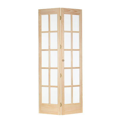 AWC Traditional Divided Glass Unfinished Pine 32-inch Bifold Door