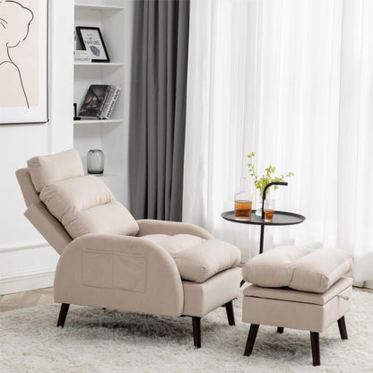 HOMYKA Accent Lounge Chair with Adjustable Backrest Storage Ottoman
