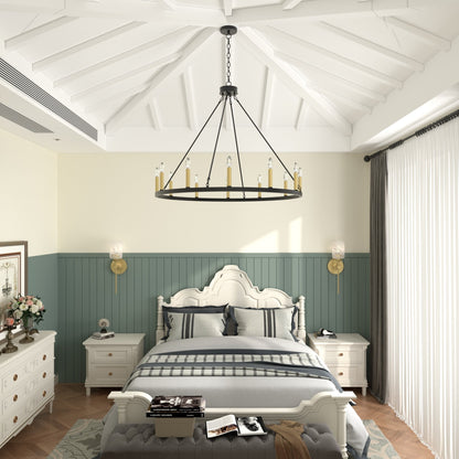 Acroma 12-light Farmhouse 40In Wagon Wheel Chandelier with UL - 40'' D x 138'' H