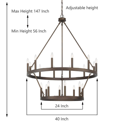 Acroma 20-light Modern Farmhouse 40In Round Wagon Wheel Chandelier with UL