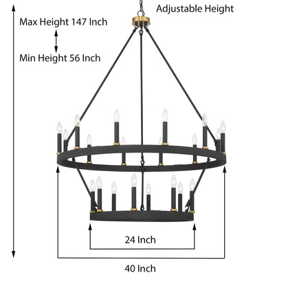 Acroma 20-light Modern Farmhouse 40In Round Wagon Wheel Chandelier with UL