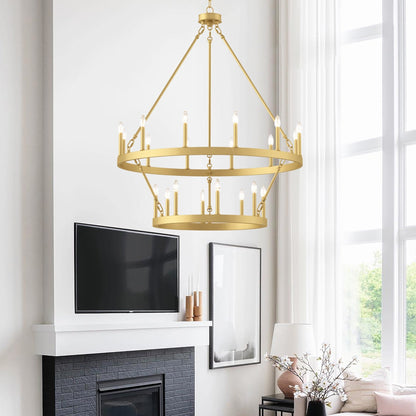 Acroma 20-light Modern Farmhouse 40In Round Wagon Wheel Chandelier with UL