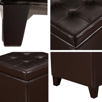 Adeco Bonded Leather Square Tufted Cubic Cube Storage Ottomans