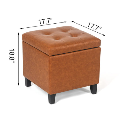 Adeco Bonded Leather Square Tufted Cubic Cube Storage Ottomans