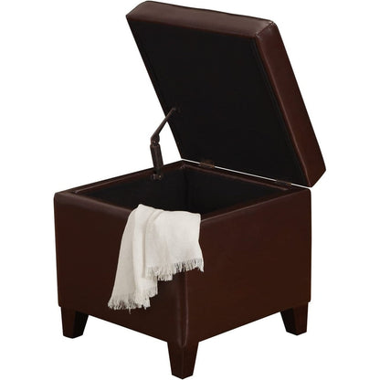 Adeco Bonded Leather Square Tufted Cubic Cube Storage Ottomans