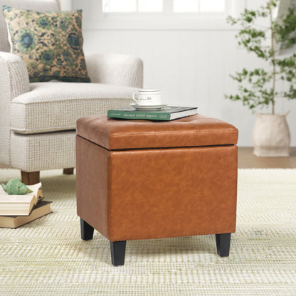 Adeco Bonded Leather Square Tufted Cubic Cube Storage Ottomans