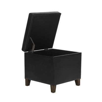Adeco Bonded Leather Square Tufted Cubic Cube Storage Ottomans