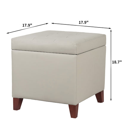 Adeco Bonded Leather Square Tufted Cubic Cube Storage Ottomans