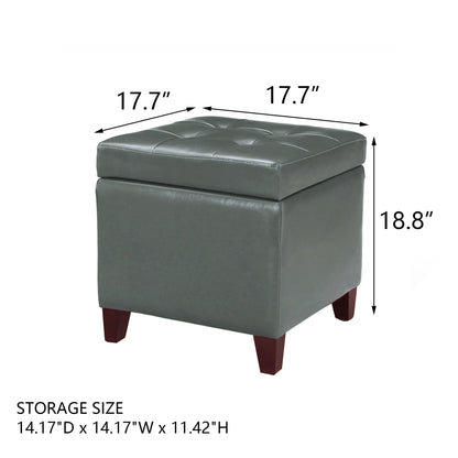 Adeco Bonded Leather Square Tufted Cubic Cube Storage Ottomans