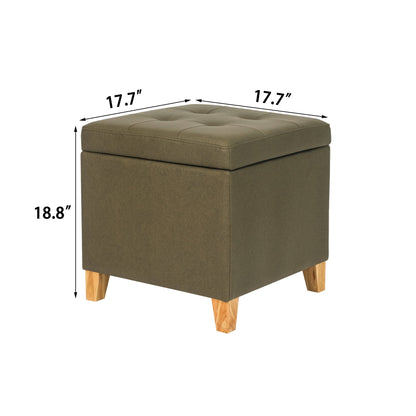 Adeco Bonded Leather Square Tufted Cubic Cube Storage Ottomans