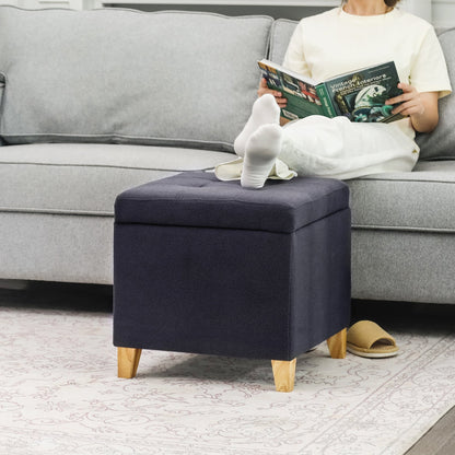 Adeco Bonded Leather Square Tufted Cubic Cube Storage Ottomans