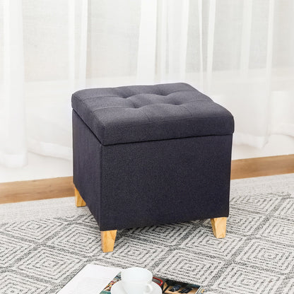 Adeco Bonded Leather Square Tufted Cubic Cube Storage Ottomans