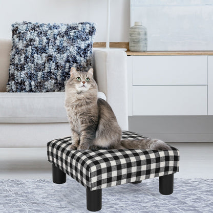 Adeco Small Ottoman Upholstered Footrest- Pet Steps Dog Stairs Stool