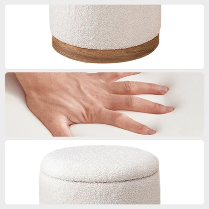 Adeco Velvet Round Storage Stool Gold Plating Base Storage Ottoman