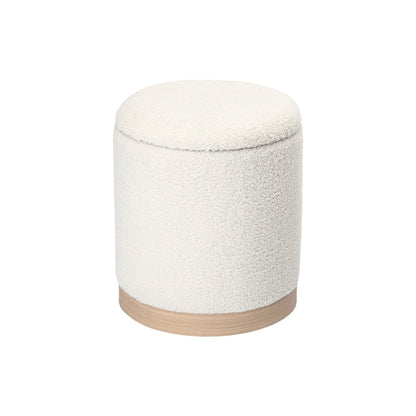 Adeco Velvet Round Storage Stool Gold Plating Base Storage Ottoman
