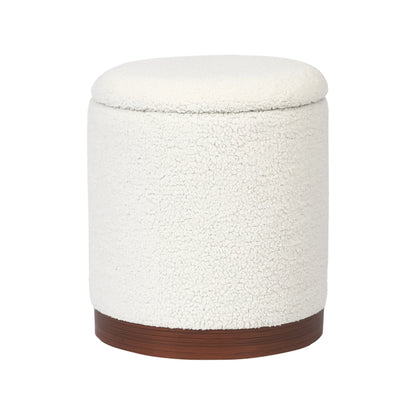 Adeco Velvet Round Storage Stool Gold Plating Base Storage Ottoman