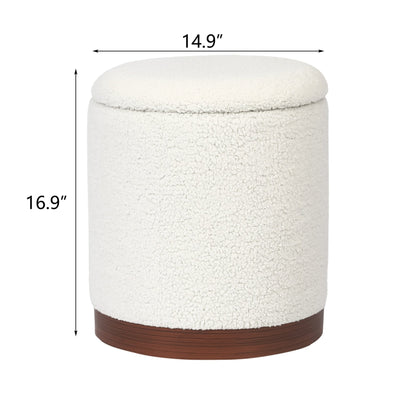 Adeco Velvet Round Storage Stool Gold Plating Base Storage Ottoman