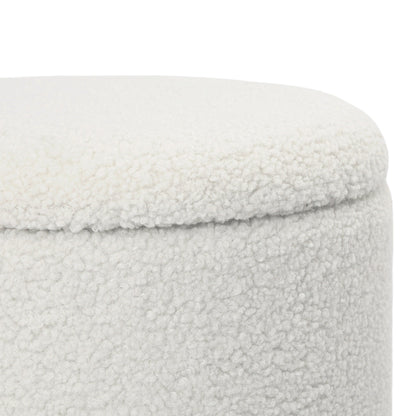 Adeco Velvet Round Storage Stool Gold Plating Base Storage Ottoman