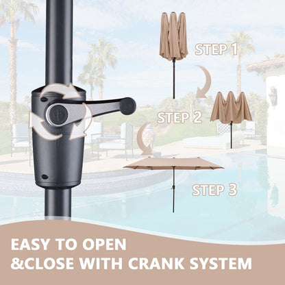 Ainfox 13Ft Large Outdoor Patio Umbrella with Crank With Base