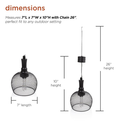 Alpine Corporation 10 Tall Hanging Solar Powered Outdoor Mesh Lantern with LED Lights, Black
