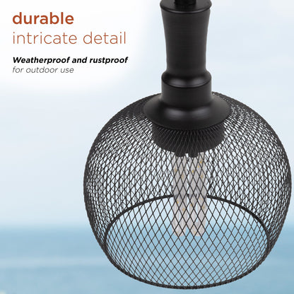 Alpine Corporation 10 Tall Hanging Solar Powered Outdoor Mesh Lantern with LED Lights, Black