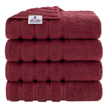 American Soft Linen 100% Cotton Turkish Bath Towels Large, 4 Pack Luxury Hotel Spa Quality Turkish Bath Towels Bathroom Sets