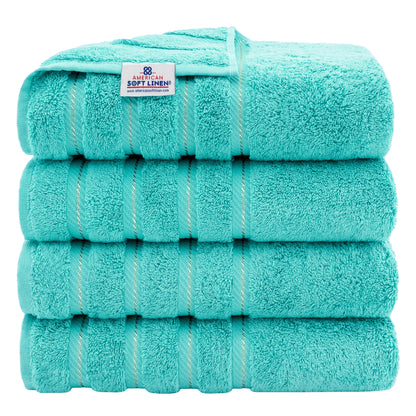 American Soft Linen 100% Cotton Turkish Bath Towels Large, 4 Pack Luxury Hotel Spa Quality Turkish Bath Towels Bathroom Sets