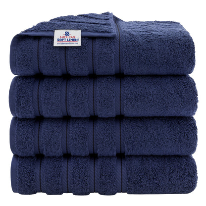 American Soft Linen 100% Cotton Turkish Bath Towels Large, 4 Pack Luxury Hotel Spa Quality Turkish Bath Towels Bathroom Sets