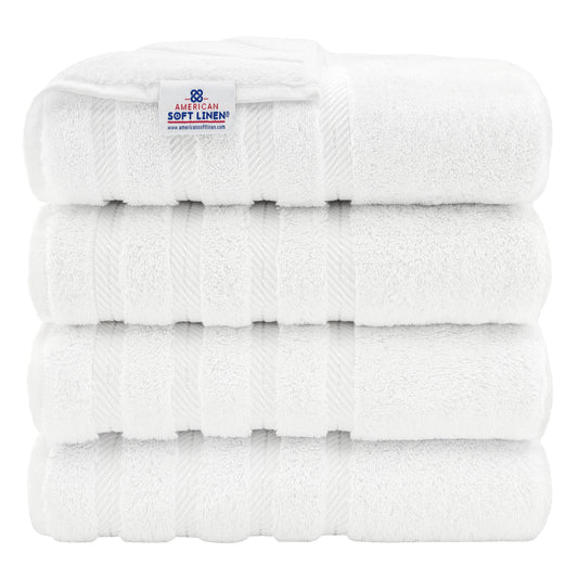 American Soft Linen 100% Cotton Turkish Bath Towels Large, 4 Pack Luxury Hotel Spa Quality Turkish Bath Towels Bathroom Sets