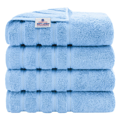 American Soft Linen 100% Cotton Turkish Bath Towels Large, 4 Pack Luxury Hotel Spa Quality Turkish Bath Towels Bathroom Sets