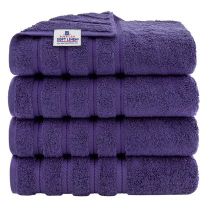 American Soft Linen 100% Cotton Turkish Bath Towels Large, 4 Pack Luxury Hotel Spa Quality Turkish Bath Towels Bathroom Sets