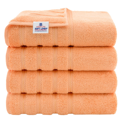 American Soft Linen 100% Cotton Turkish Bath Towels Large, 4 Pack Luxury Hotel Spa Quality Turkish Bath Towels Bathroom Sets