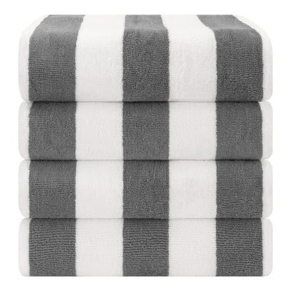 American Soft Linen,100% Cotton 4 Pack Beach Towels, 30 x 60 Cabana Striped Pool Towels