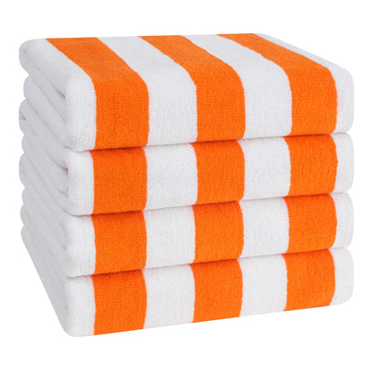 American Soft Linen,100% Cotton 4 Pack Beach Towels, 30 x 60 Cabana Striped Pool Towels