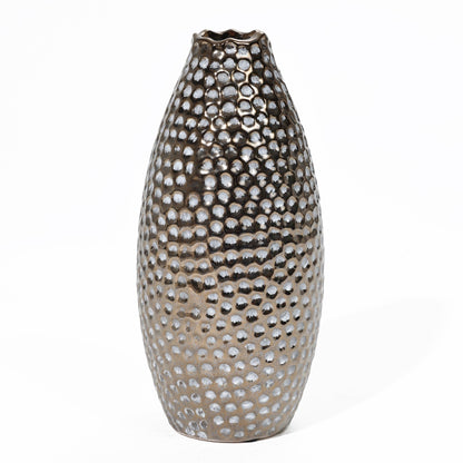 Antique Gold Dimpled Tall Terracotta Vase (Single)