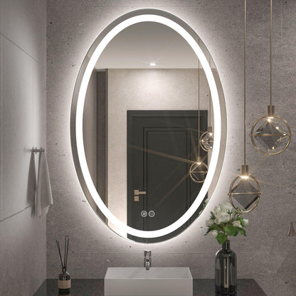 Oval LED Lighted Anti-Fog Wall Bathroom Vanity Mirror