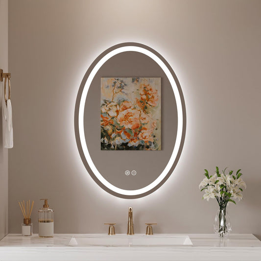Oval LED Lighted Anti-Fog Wall Bathroom Vanity Mirror